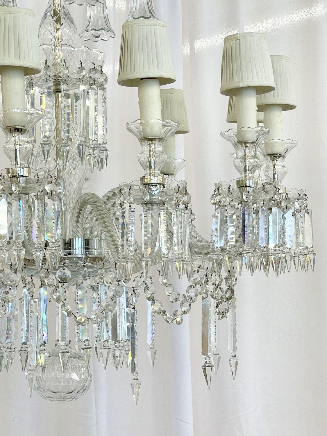 Baccarat Style Chandelier, Crystal, 12 Light, Hollywood Regency, Monumental For Sale 13