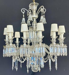 Baccarat Style Chandelier, Crystal, 12 Light, Hollywood Regency, Monumental