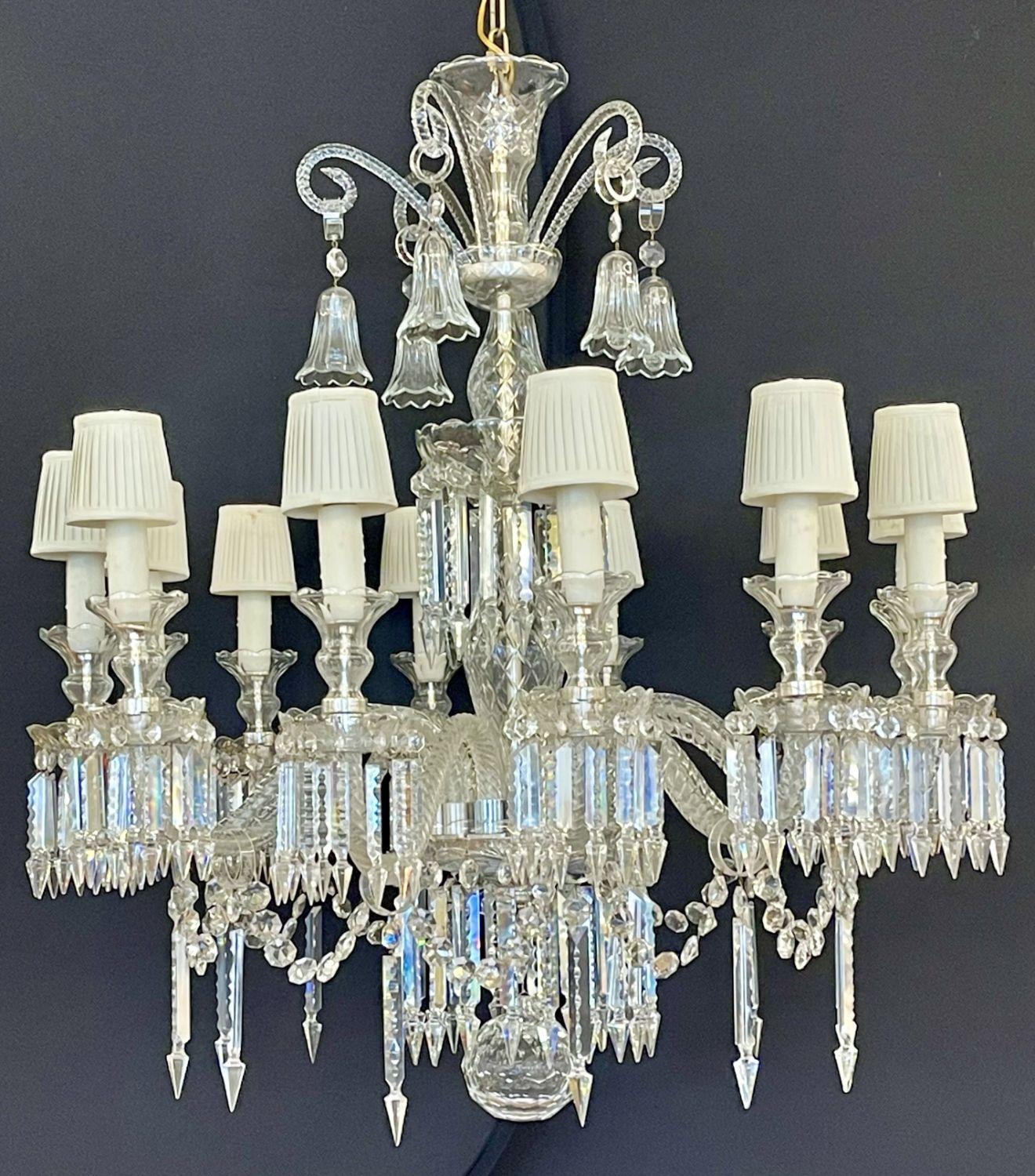 Mid-20th Century Baccarat Style Chandelier, Crystal, 12 Light, Hollywood Regency, Monumental For Sale