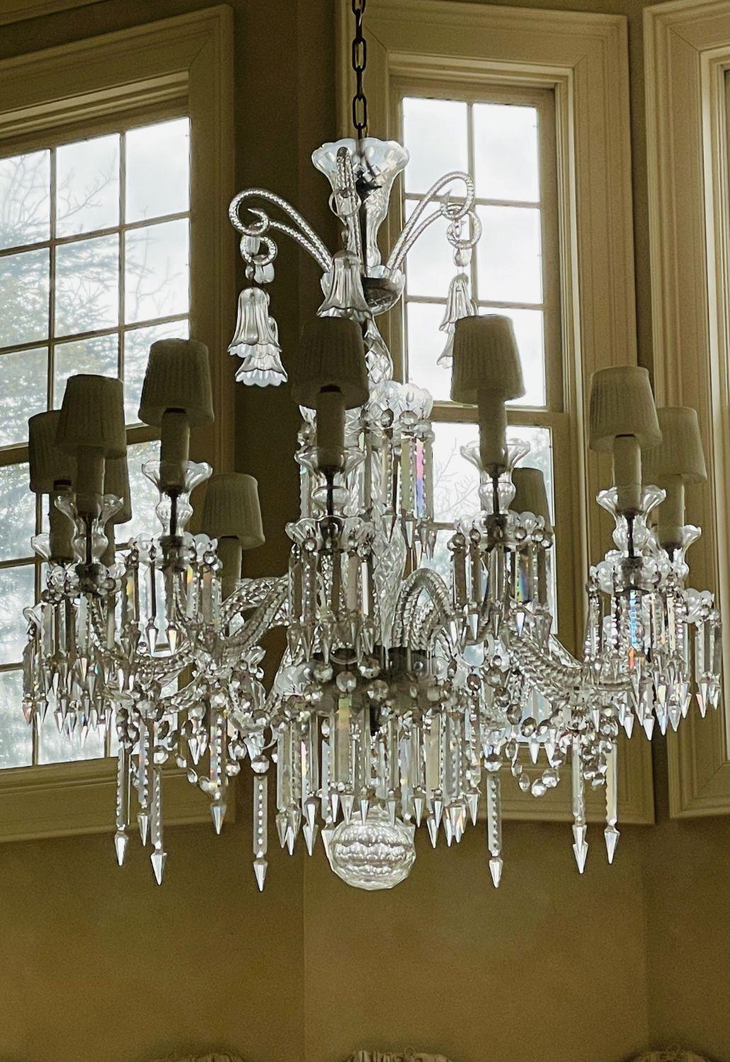 Baccarat Style Chandelier, Crystal, 12 Light, Hollywood Regency, Monumental For Sale 3