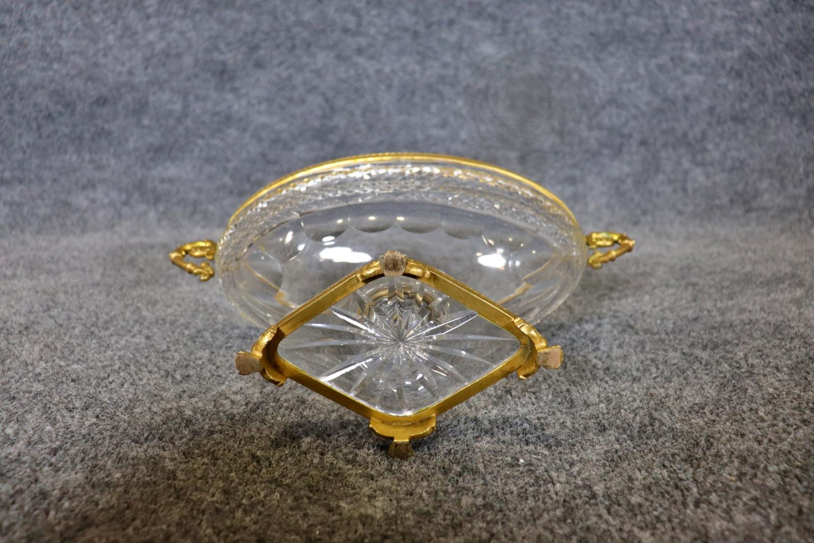 Late 20th Century Baccarat Style Cut Crystal Bronze Mounted French Louis XV Style Centerpiece For Sale