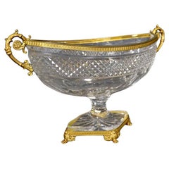 Baccarat Style Cut Crystal Bronze Mounted French Louis XV Style Centerpiece