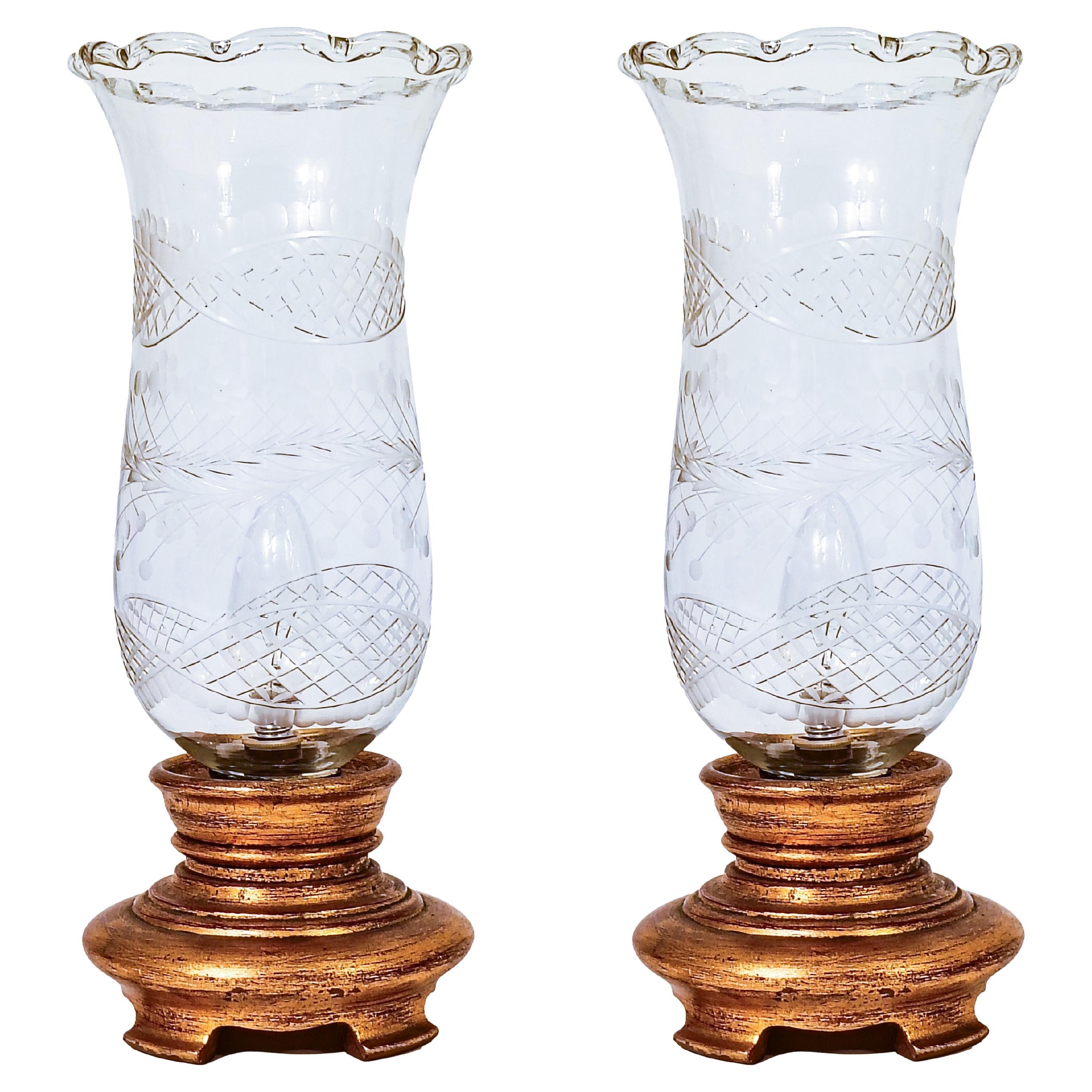 Baccarat style. Hand-carved Murano glass table lamps, Italy, 1920s im Angebot