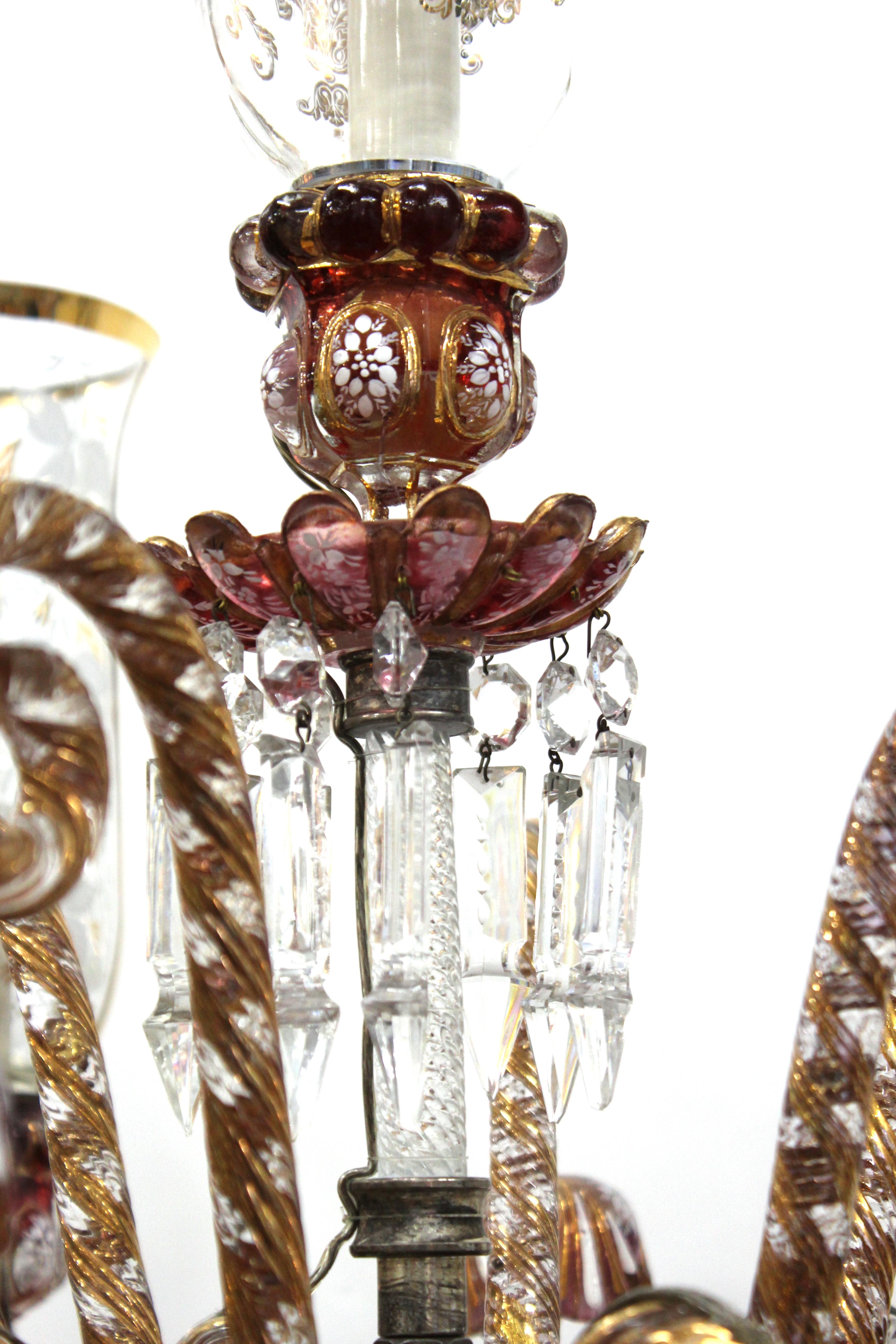 Baccarat Style Ruby & Gold Crystal Torchiere Lamps 13