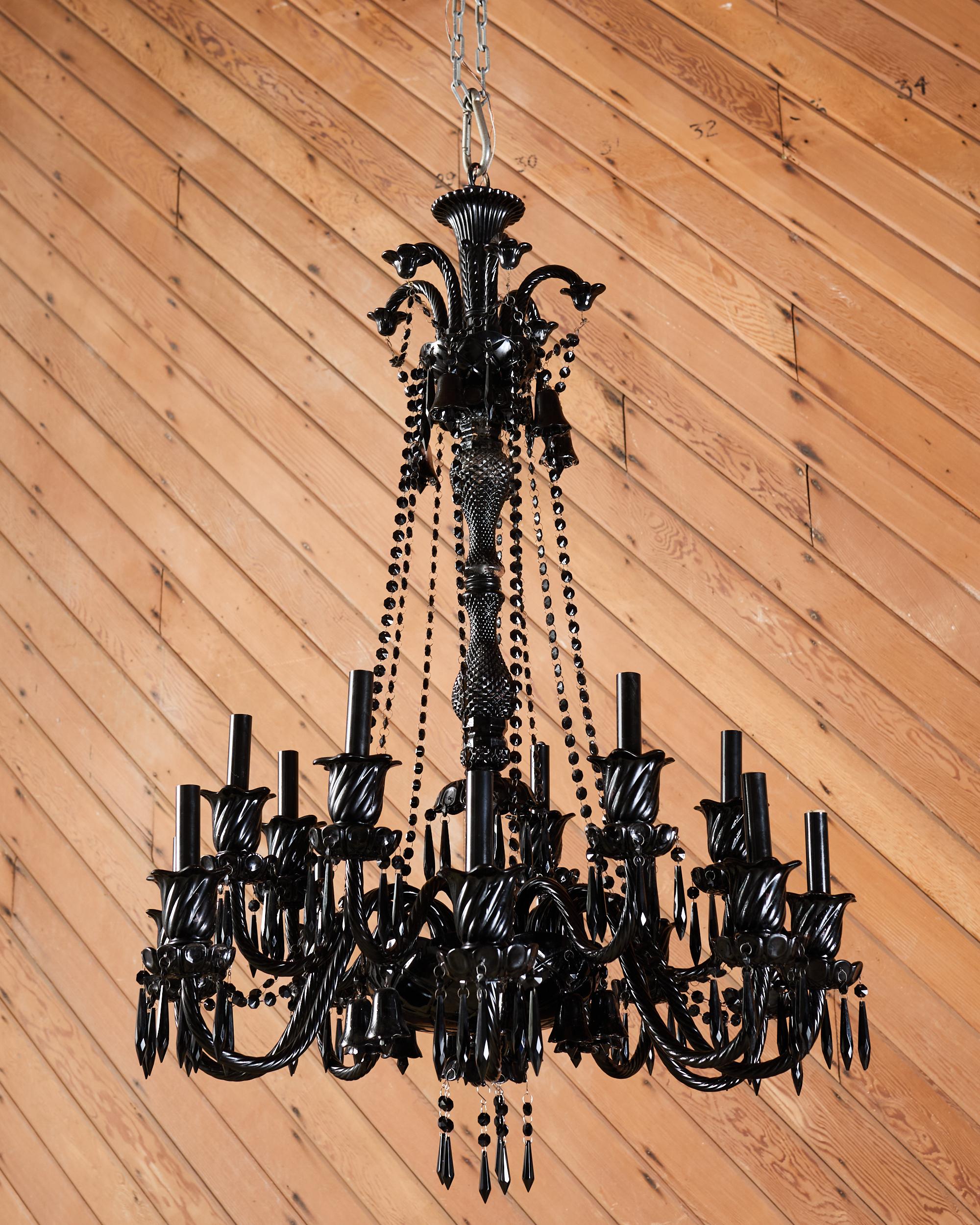 Baroque Lustre noir Zénith 14L de style Baccarat d'après Philippe Stark en vente