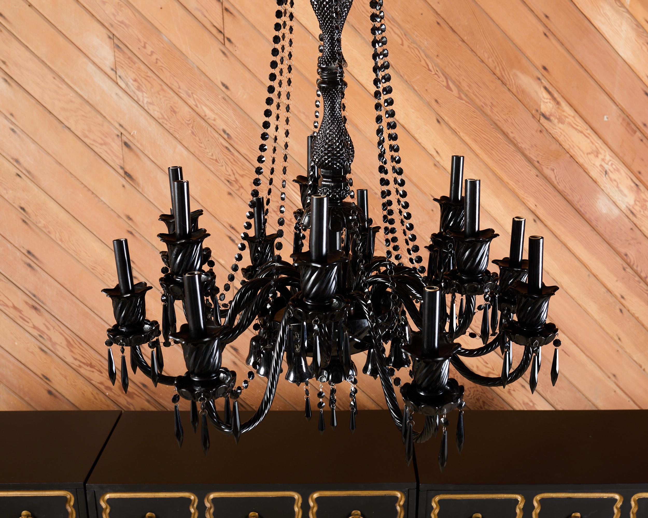 XXIe siècle et contemporain Lustre noir Zénith 14L de style Baccarat d'après Philippe Stark en vente