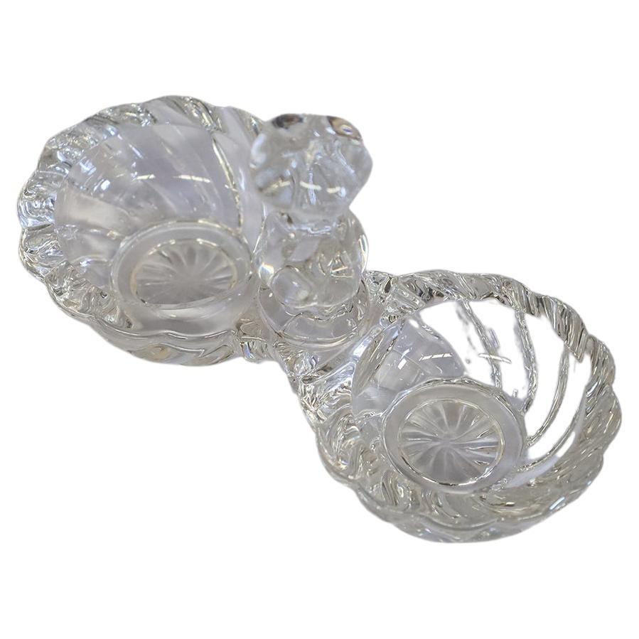 Baccarat Crystal Swirl Bambous doble dish. Stamped.