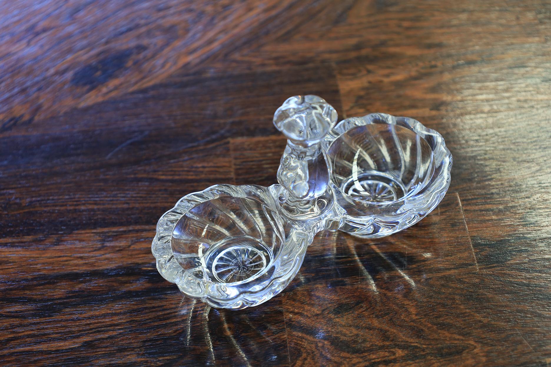 Modern Baccarat Swirl Bambous Double Dish For Sale