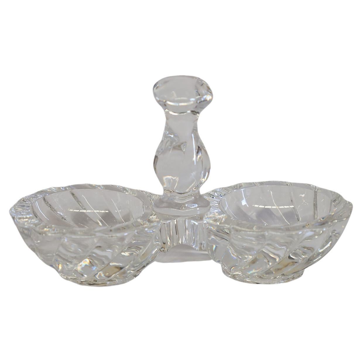 Baccarat Swirl Bambous Double Dish For Sale