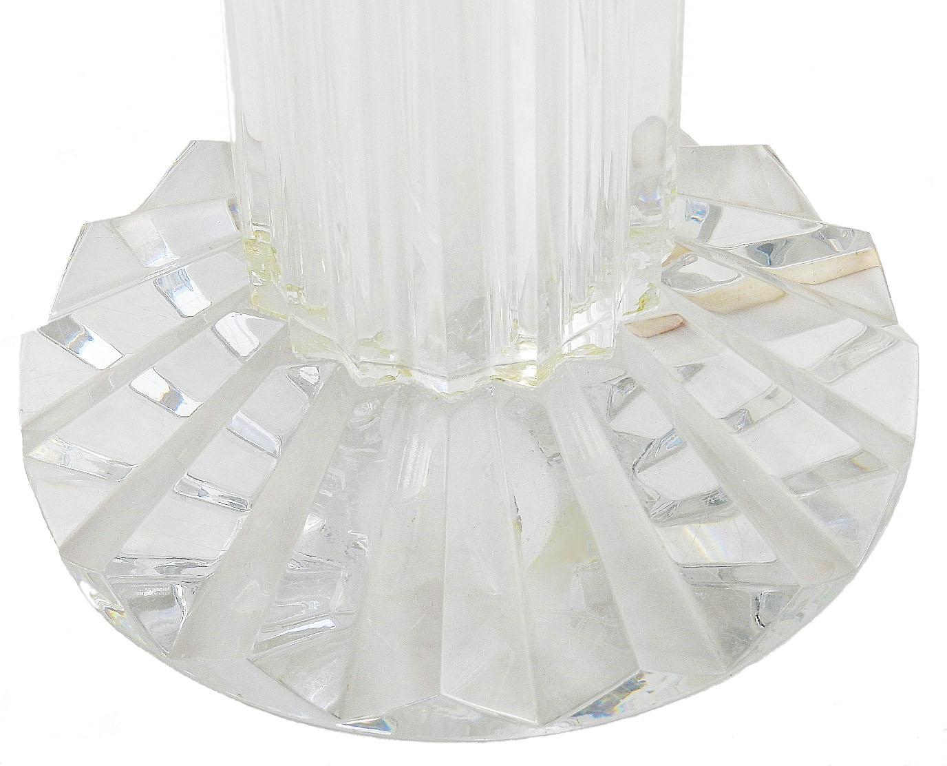 Fin du 20e siècle Lampe de bureau française Baccarat à colonne monumentale en cristal Hollywood Regency C20  en vente