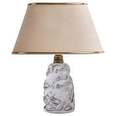 Baccarat, Table Lamp, Glass, Brass, Fabric, France, 1950s