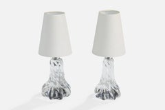 Baccarat, Table Lamps, Glass, Metal, Fabric, France, 1950s