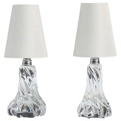 Baccarat, Table Lamps, Glass, Metal, Fabric, France, 1950s