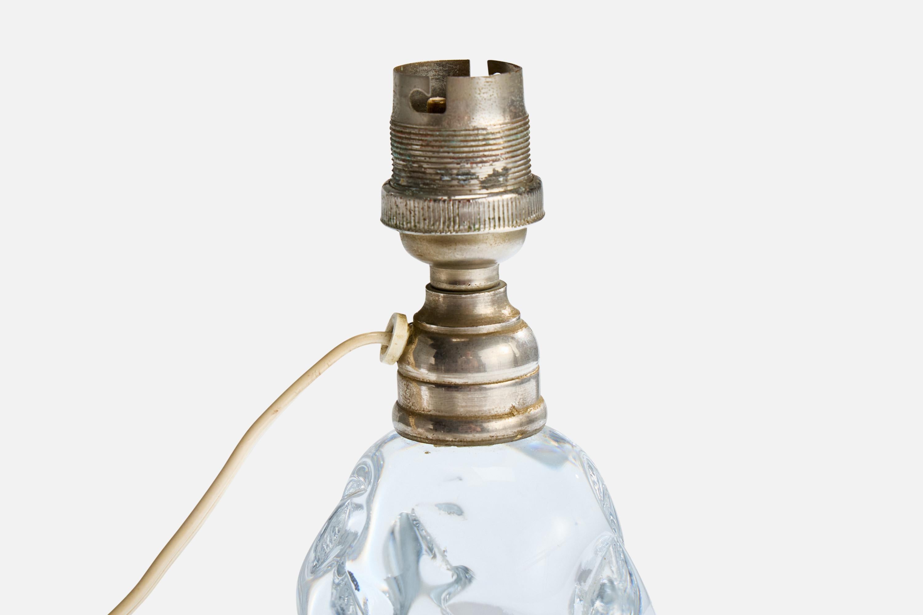 Baccarat, Lámparas de mesa, Vidrio, Metal, Francia, Años 50 en Bueno estado para la venta en High Point, NC