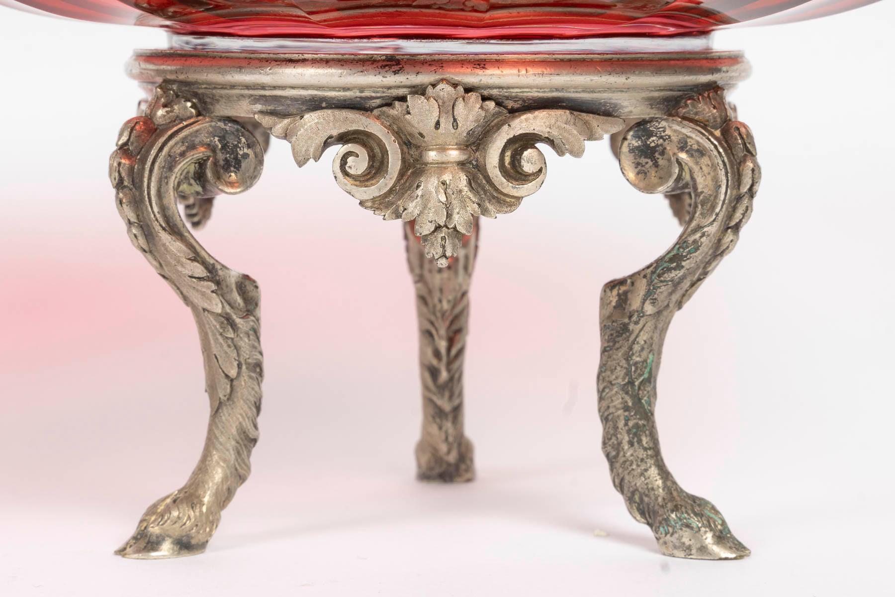 Baccarat Tafelgeschirr, Tassen, Kristall und versilberte Bronze, Periode Napoleon III. im Angebot 4