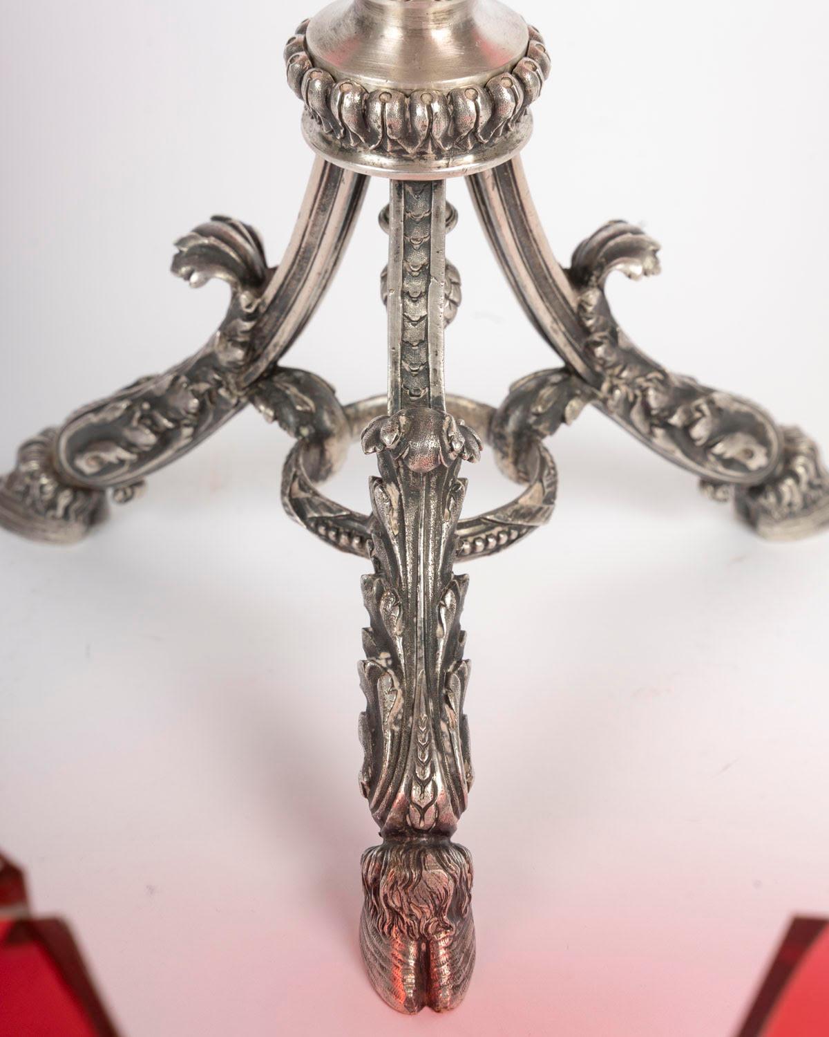 Baccarat Tafelgeschirr, Tassen, Kristall und versilberte Bronze, Periode Napoleon III. (Versilbert) im Angebot