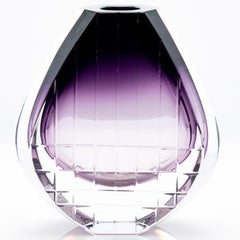 Baccarat Thomas Bastide Jarrón Geométrico Cristal Violeta Transparente, Francia