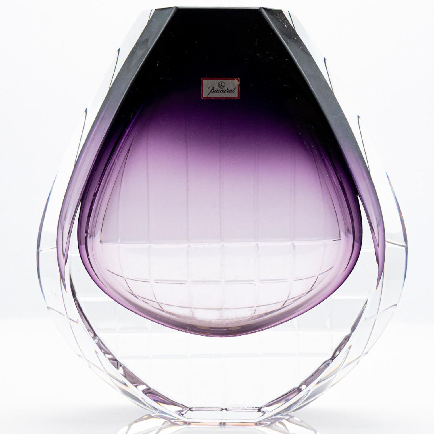 Fatto a mano Thomas Bastide Vaso Geometrico in Cristallo Trasparente Viola, Francia in vendita