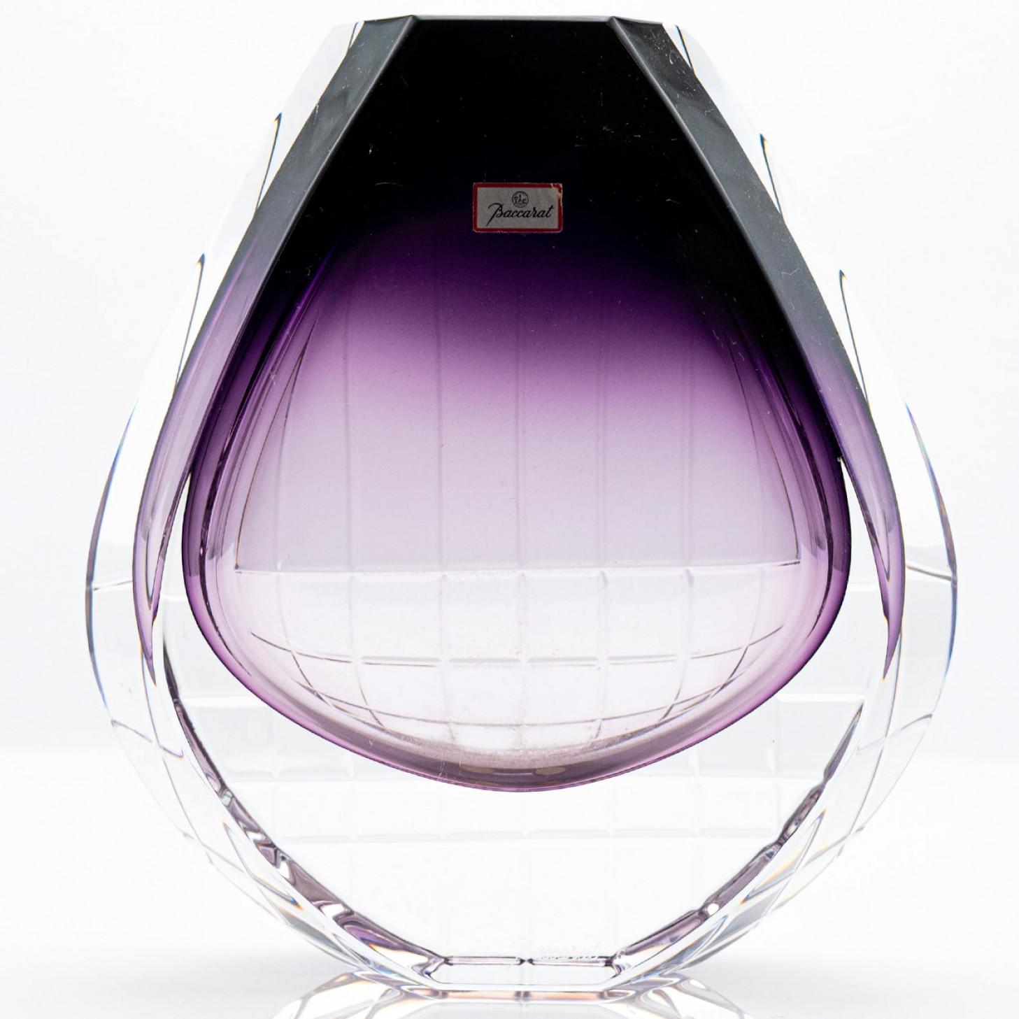 Fatto a mano Thomas Bastide Vaso Geometrico in Cristallo Trasparente Viola, Francia