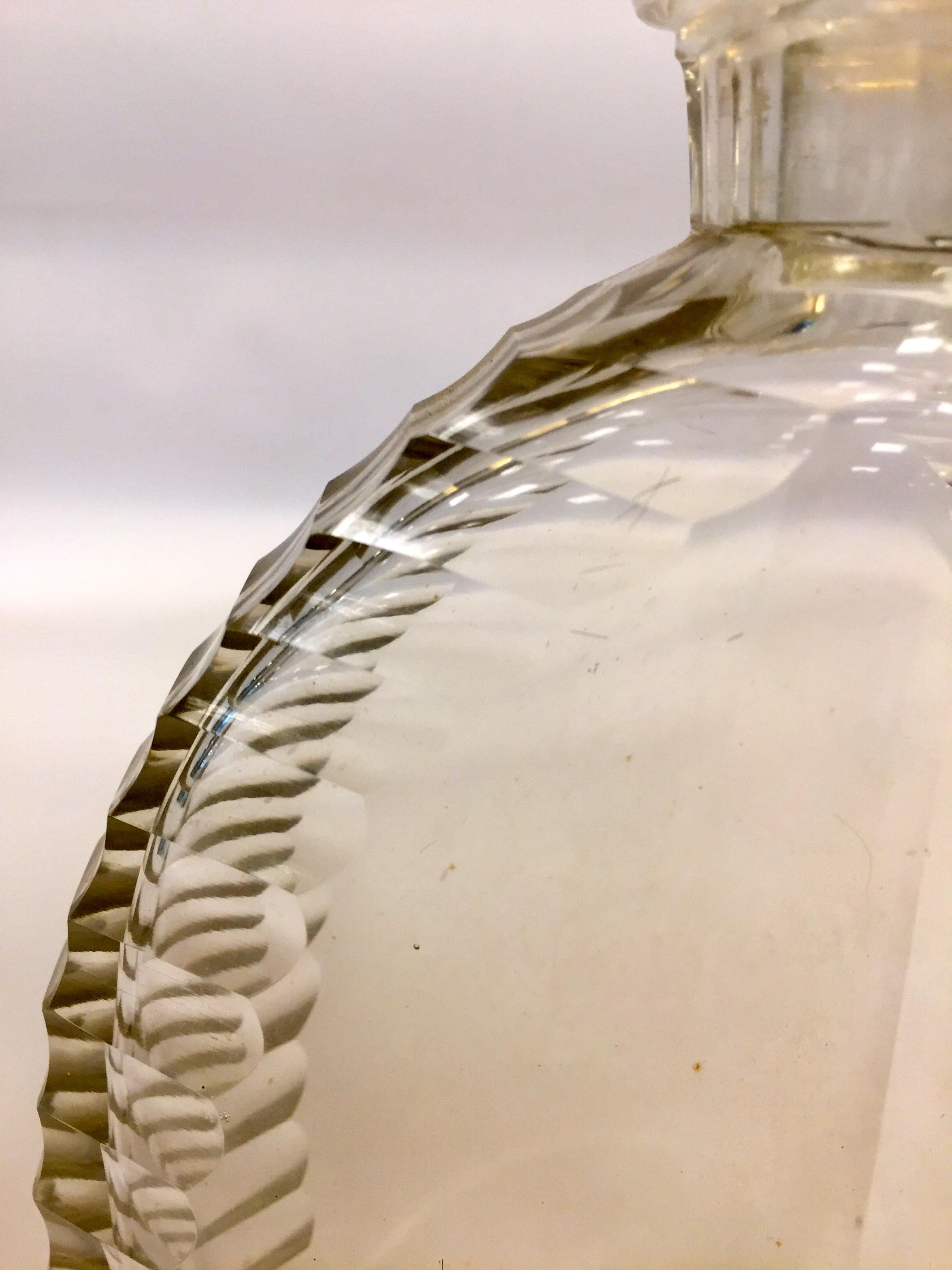 International Style Baccarat Transparent Whiskey Bottle, France, 1930 For Sale