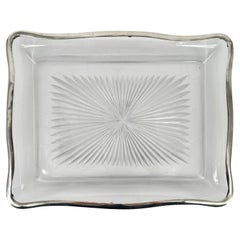 Antique Baccarat Tray With A Star Shape Cut Crystal And Silver Strapping, XIXth Century