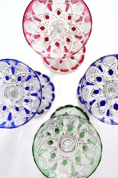 Baccarat “Tsar” Champagne Coupes – Set of 4 Hand-Cut Colored Crystal Glasses