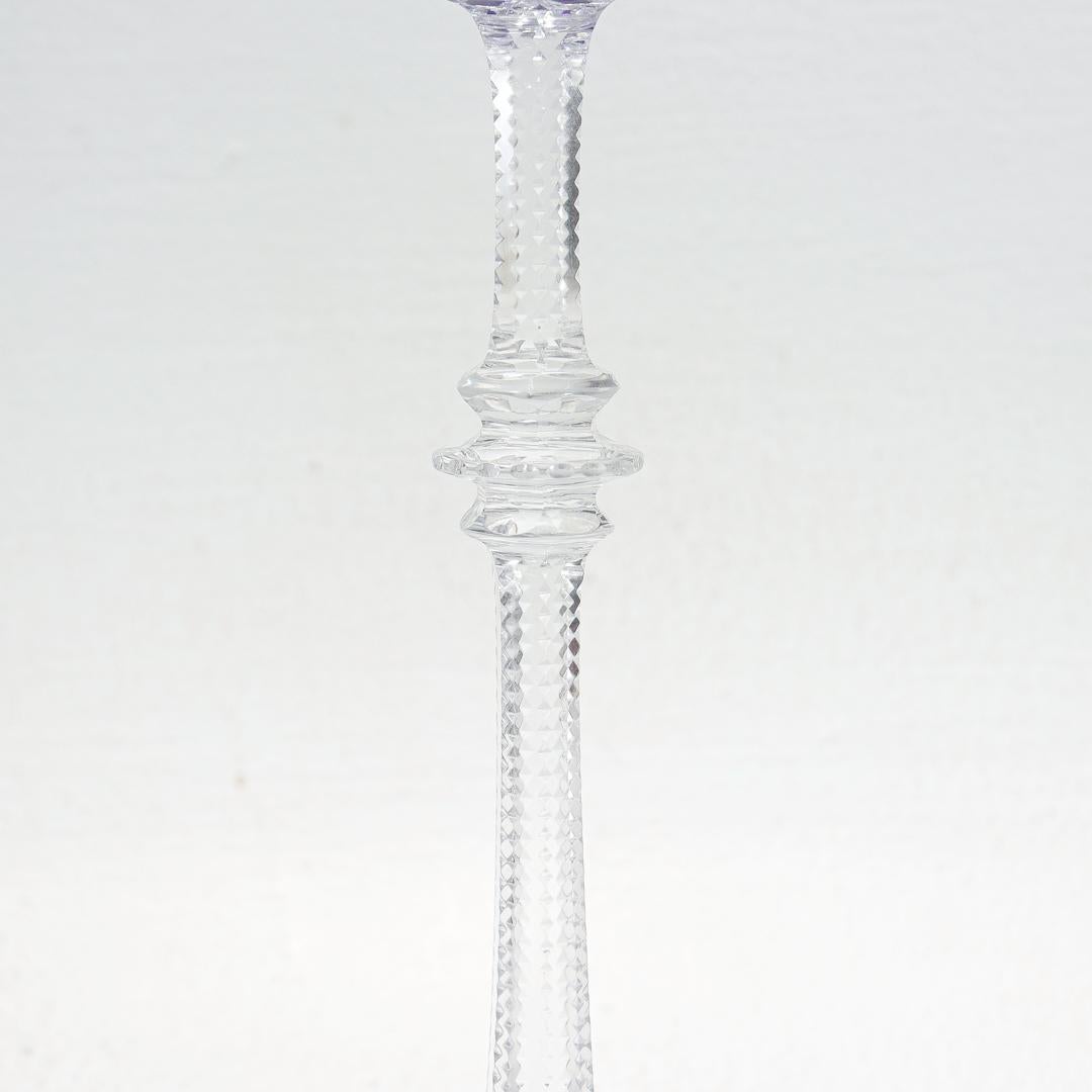 Baccarat Tsar / Czar Cobalt Blue Cut to Clear Glass Wine Goblet or Stem 2