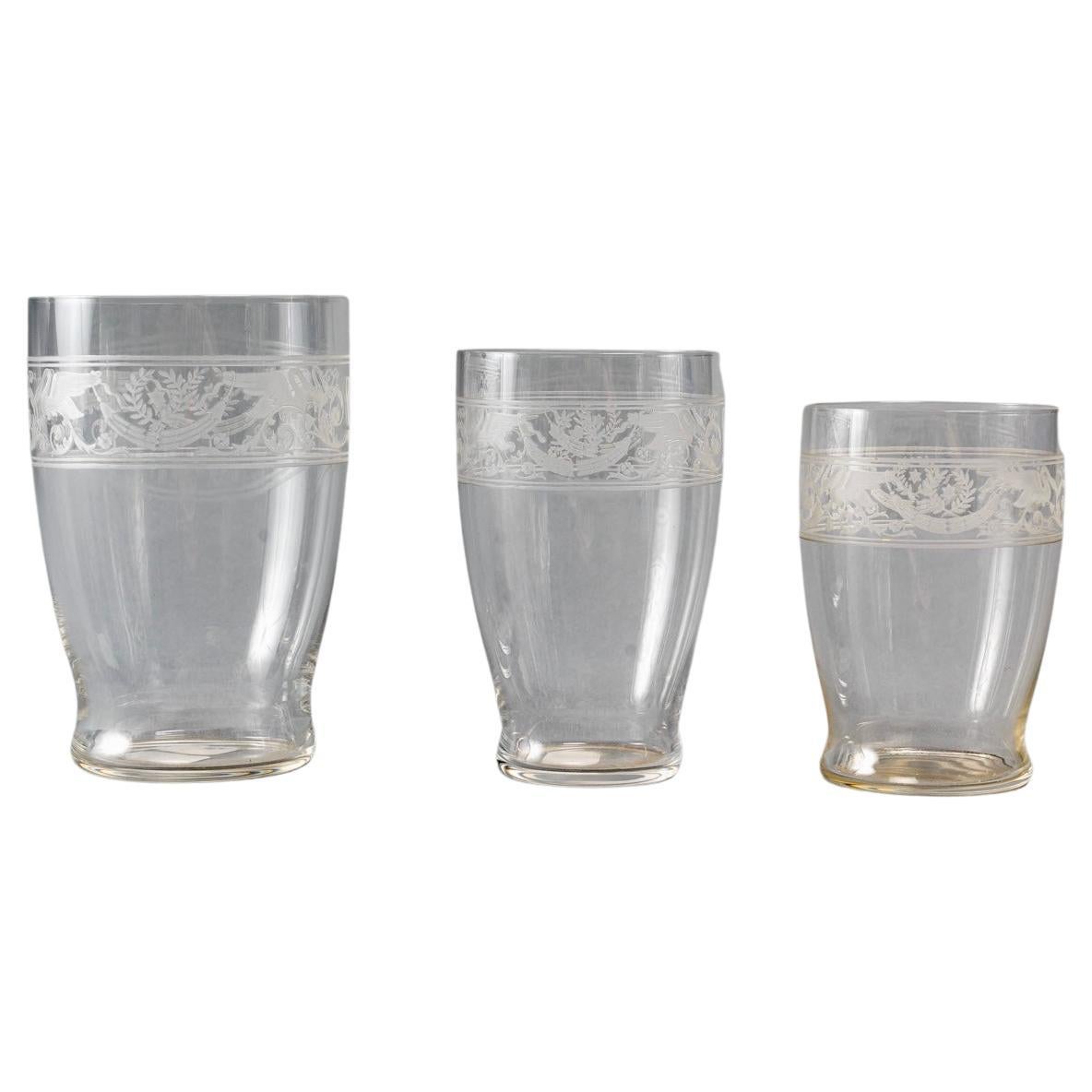 Baccarat, Tumblers Glasses Set Swans Crystal, 32 Pieces For Sale