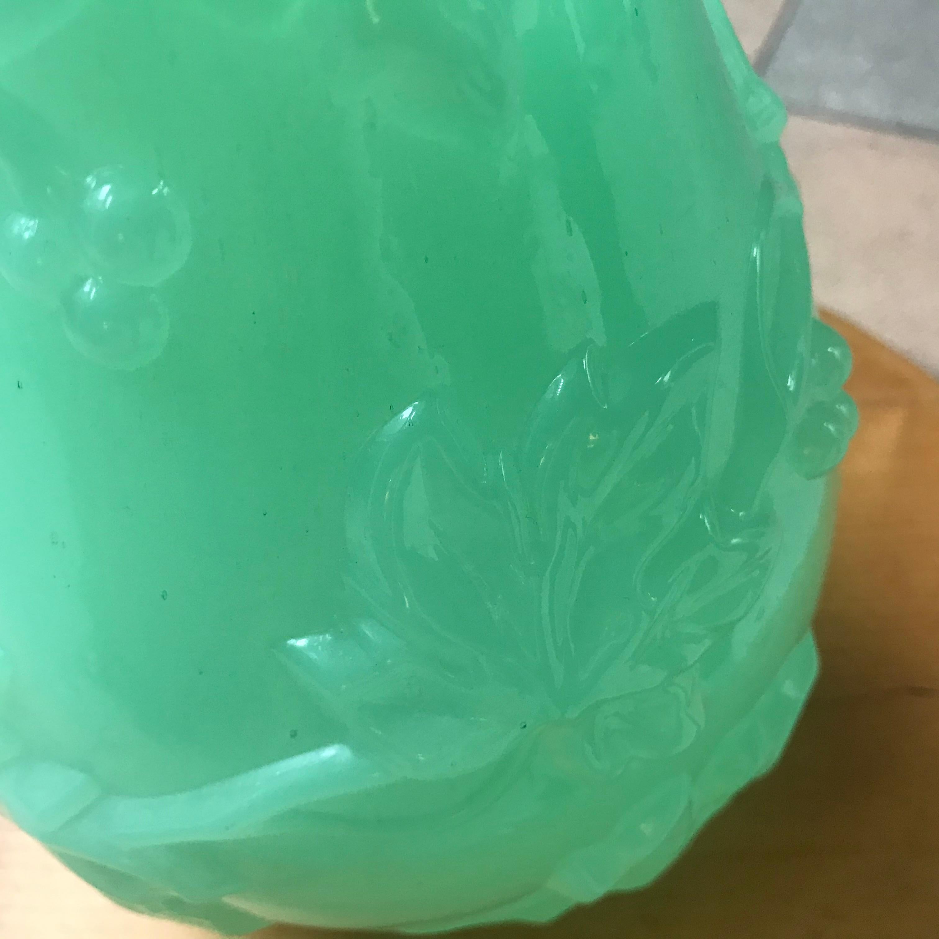French Baccarat Vase Moulded with Spiral Garland, in Opaline Ouraline