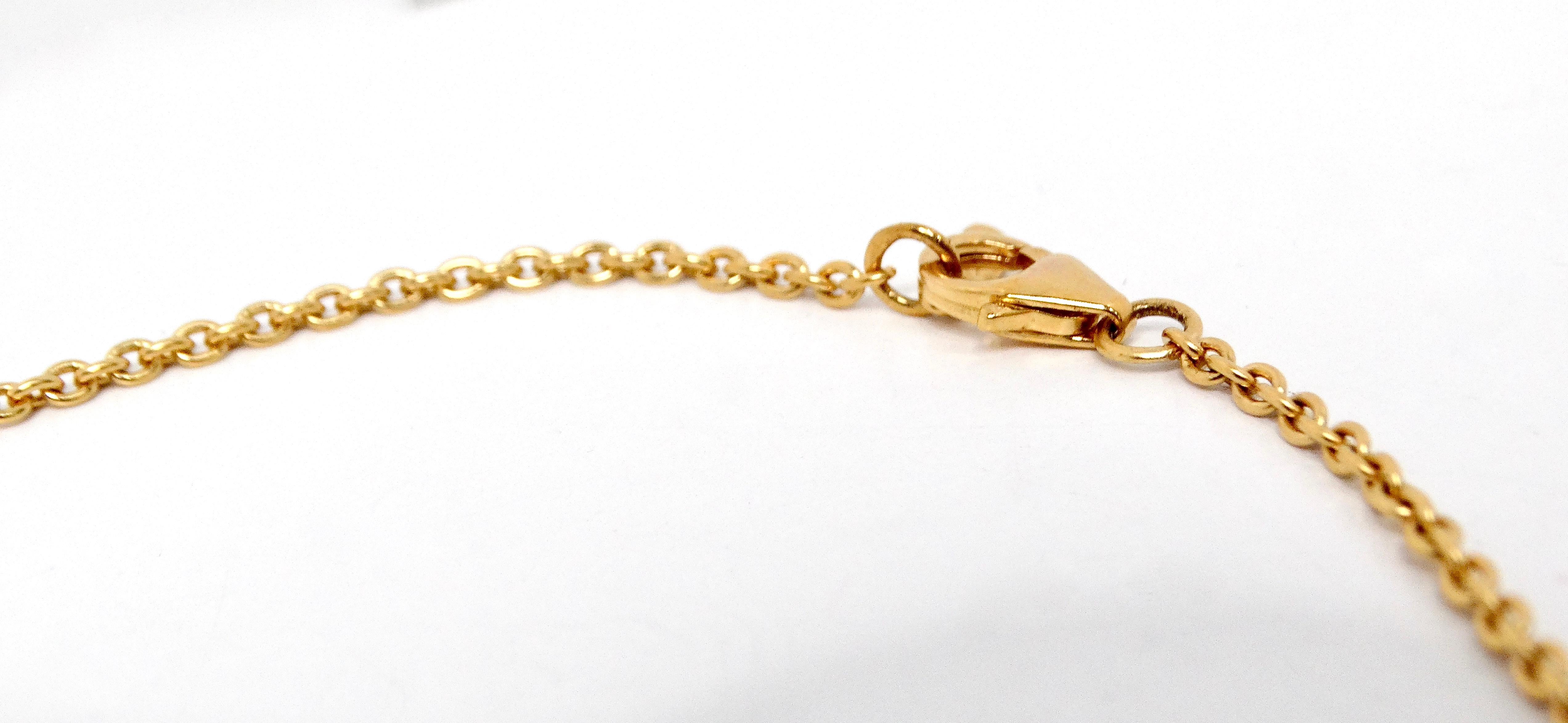 Donna Baccarat Vermeil Collana a catena in argento 925 placcato oro 18k con cristalli rossi A Link in vendita
