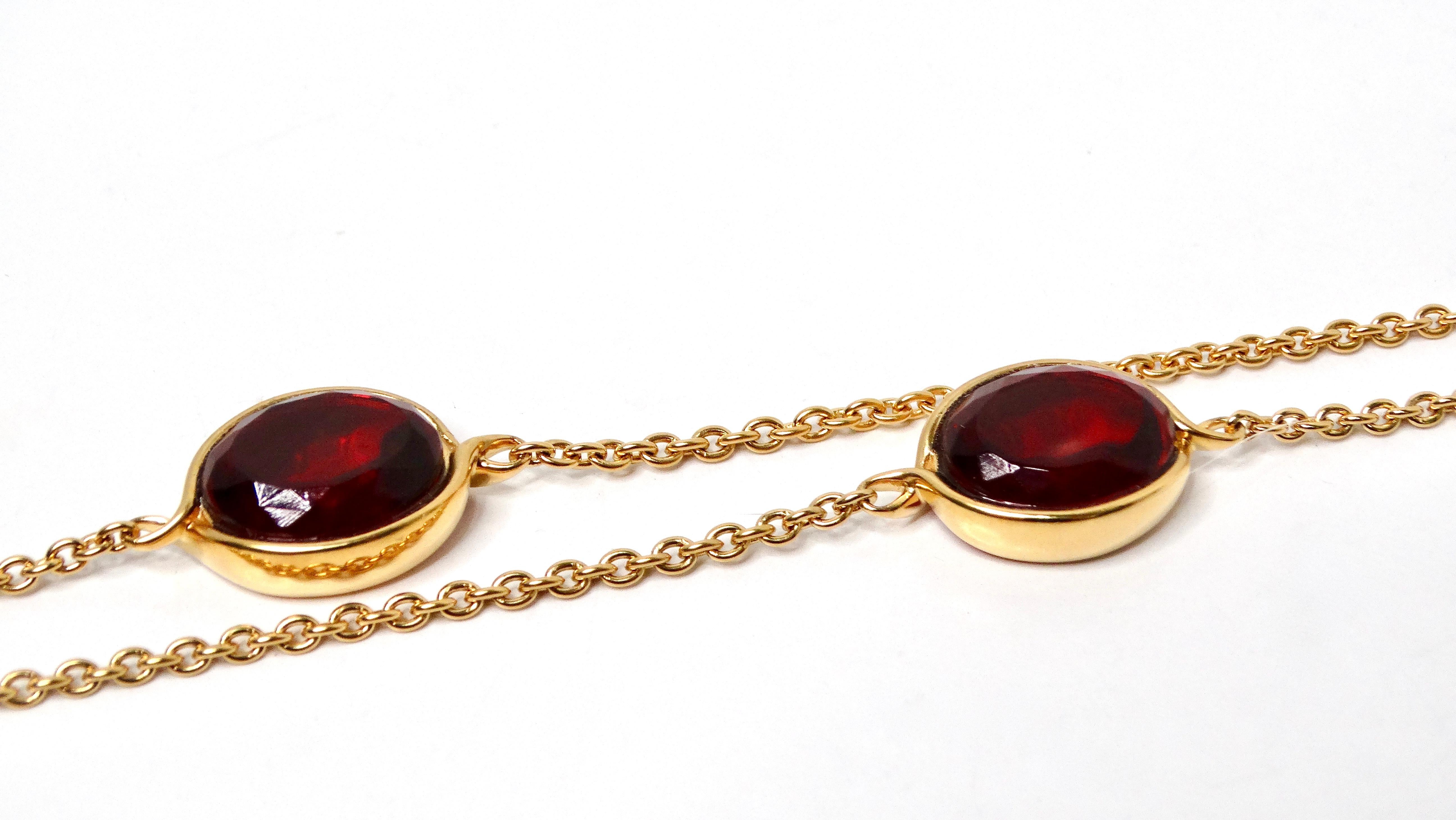 Baccarat Vermeil Collana a catena in argento 925 placcato oro 18k con cristalli rossi A Link in vendita 1