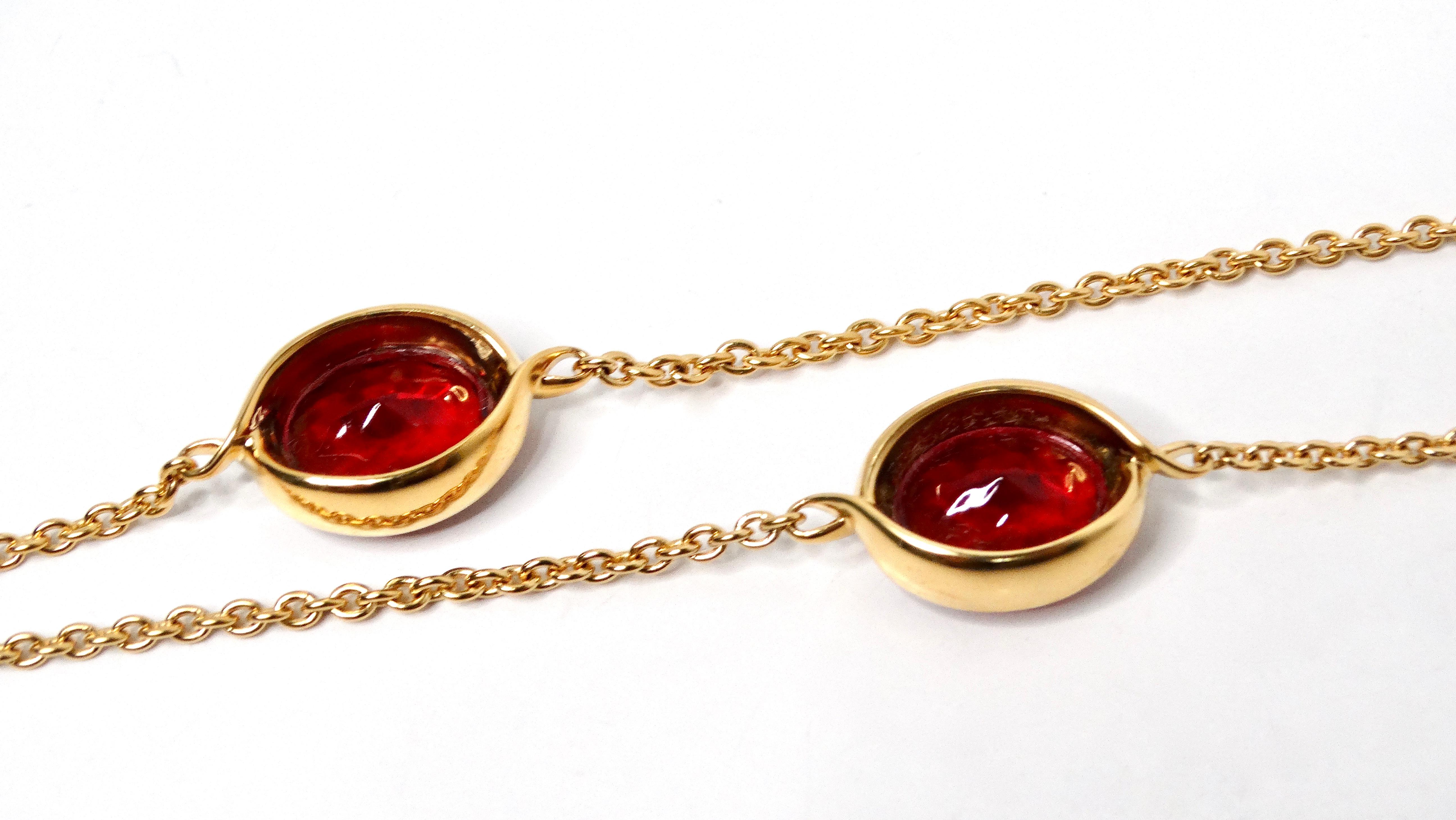 Baccarat Vermeil Collana a catena in argento 925 placcato oro 18k con cristalli rossi A Link in vendita 2
