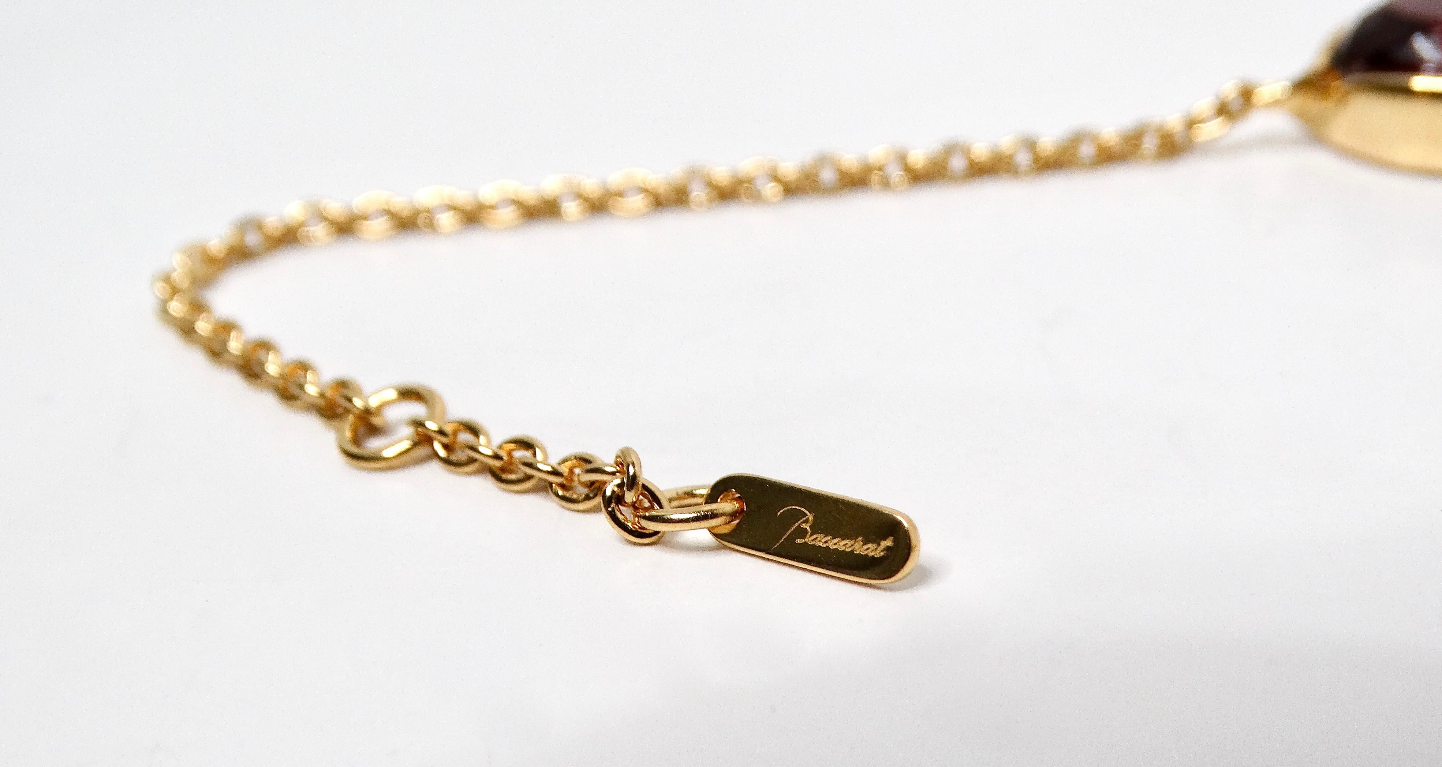 Baccarat Vermeil Collana a catena in argento 925 placcato oro 18k con cristalli rossi A Link in vendita 3
