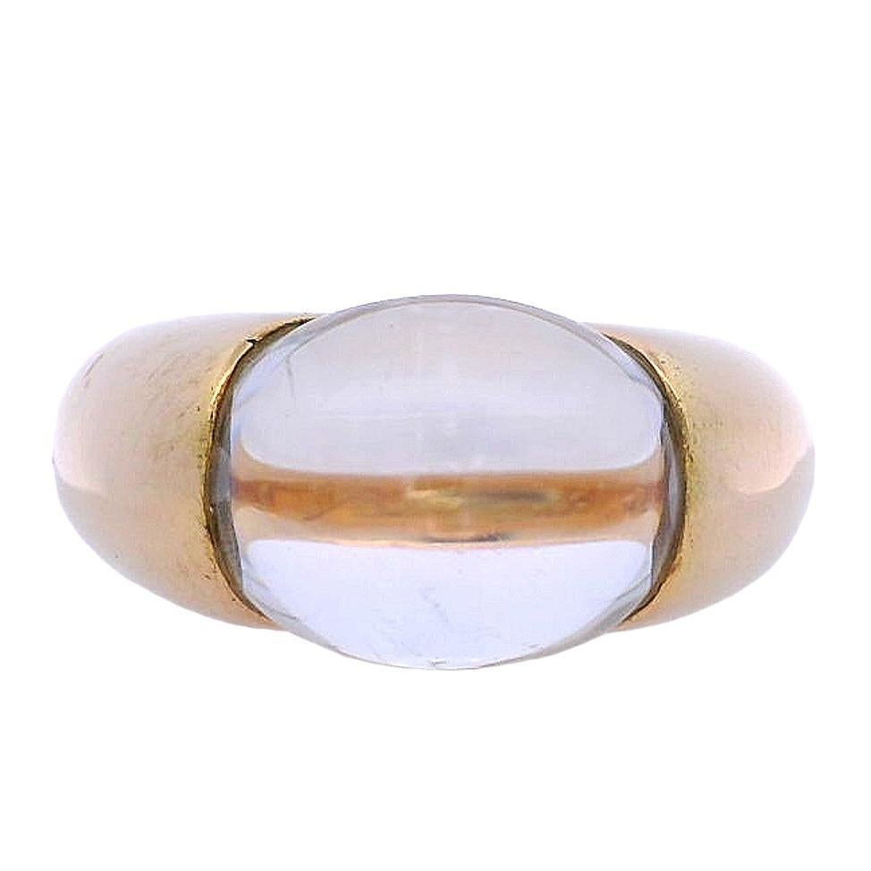 Taille cabochon BACCARAT Bague vintage en or jaune 18 carats avec cristal cabochon en vente