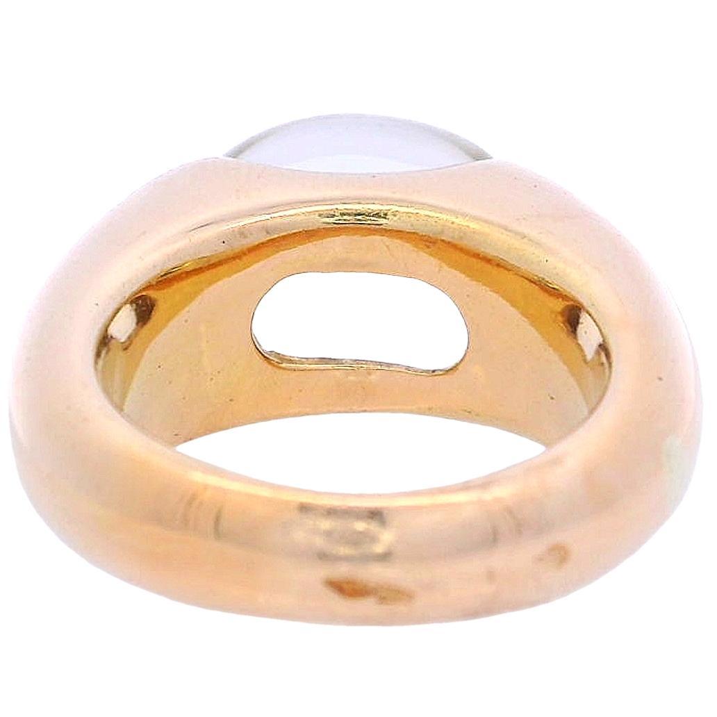BACCARAT Bague vintage en or jaune 18 carats avec cristal cabochon en vente 1