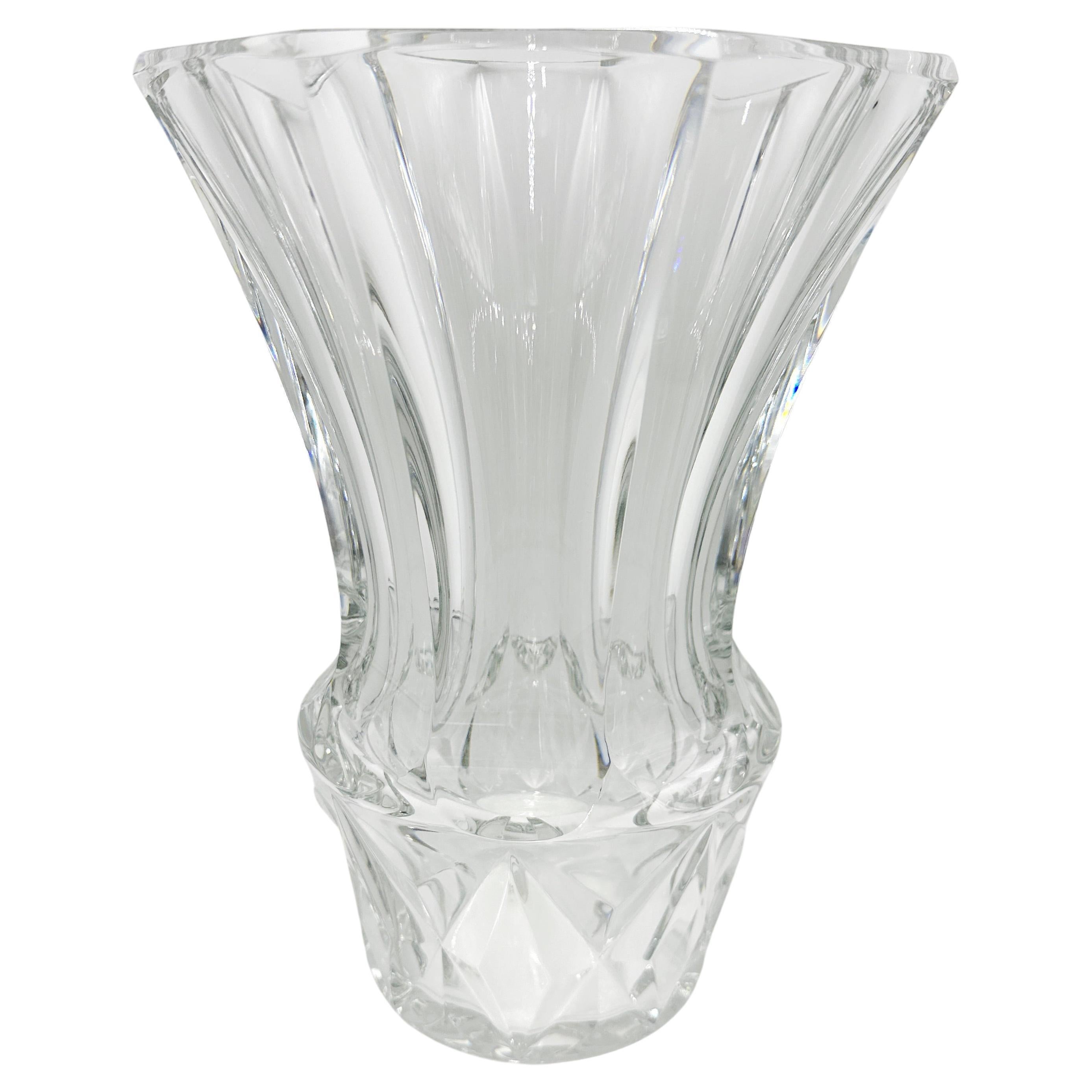 BACCARAT Vintage French Large Crystal Vase. 10.75"H