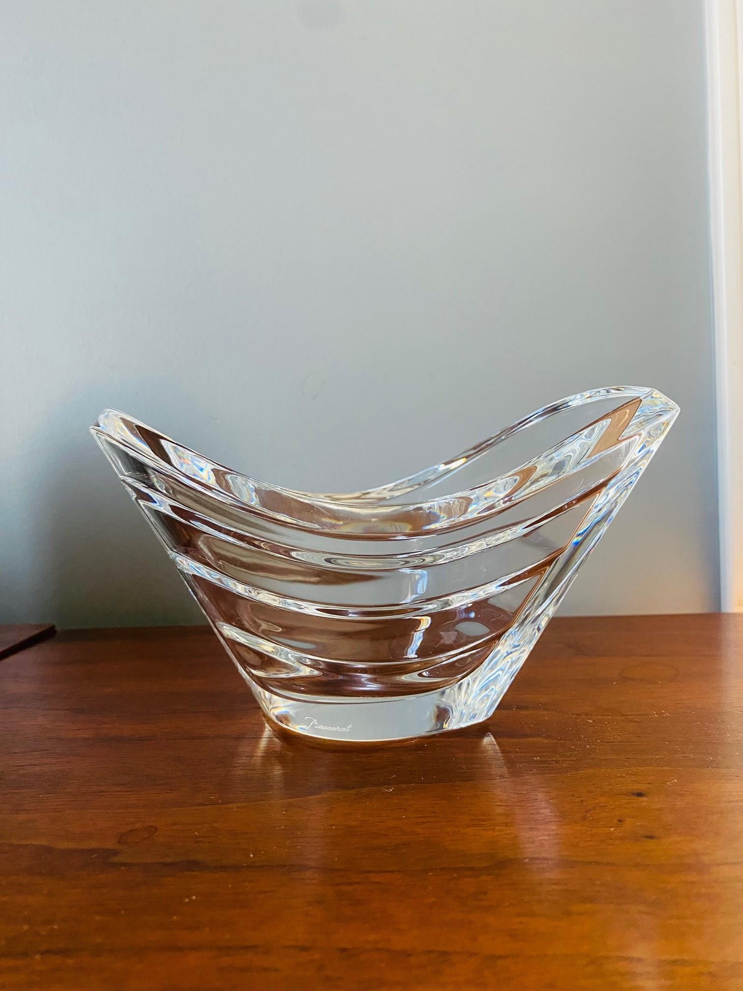 French Baccarat Wave Crystal Bowl France For Sale