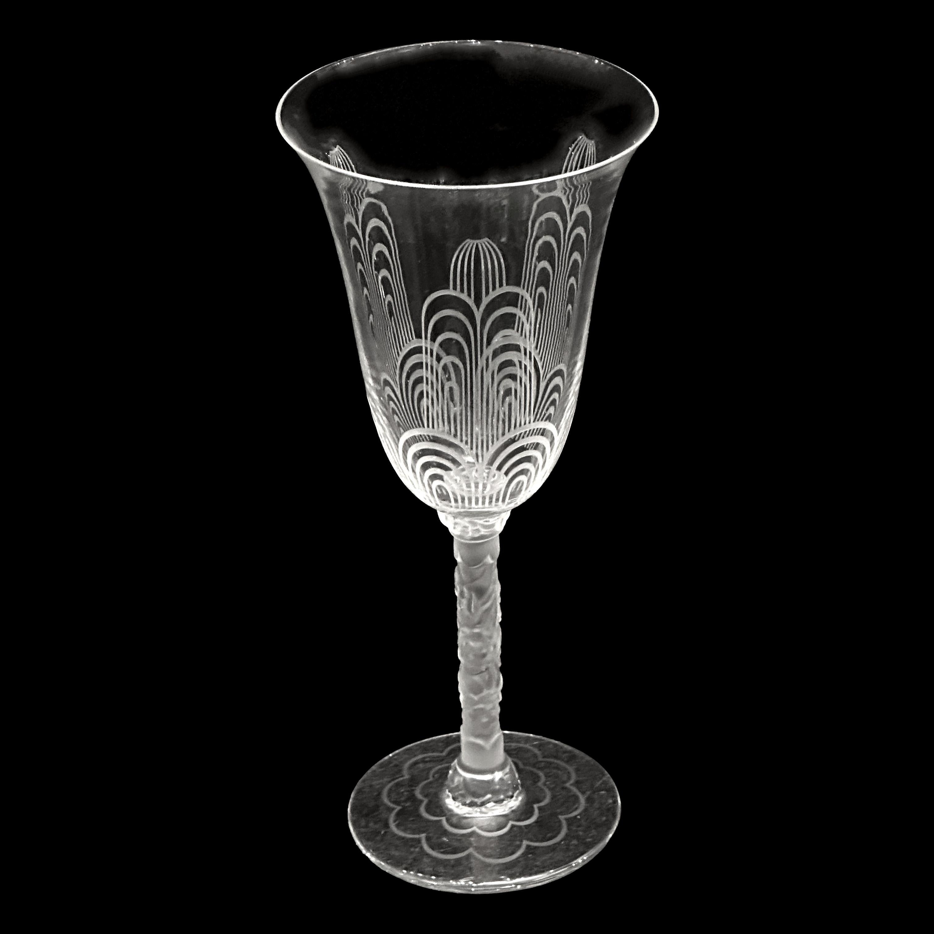 Francese Bicchiere da vino Baccarat, servizio di cristallo Jets d'Eau, di G. Chevalier, Paris 1925 in vendita