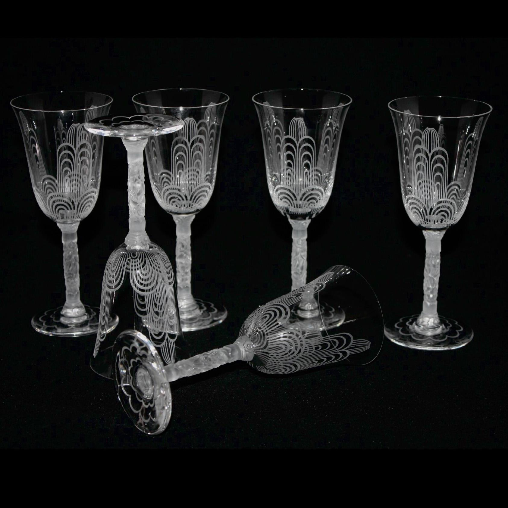 Cristallo Bicchiere da vino Baccarat, servizio di cristallo Jets d'Eau, di G. Chevalier, Paris 1925 in vendita