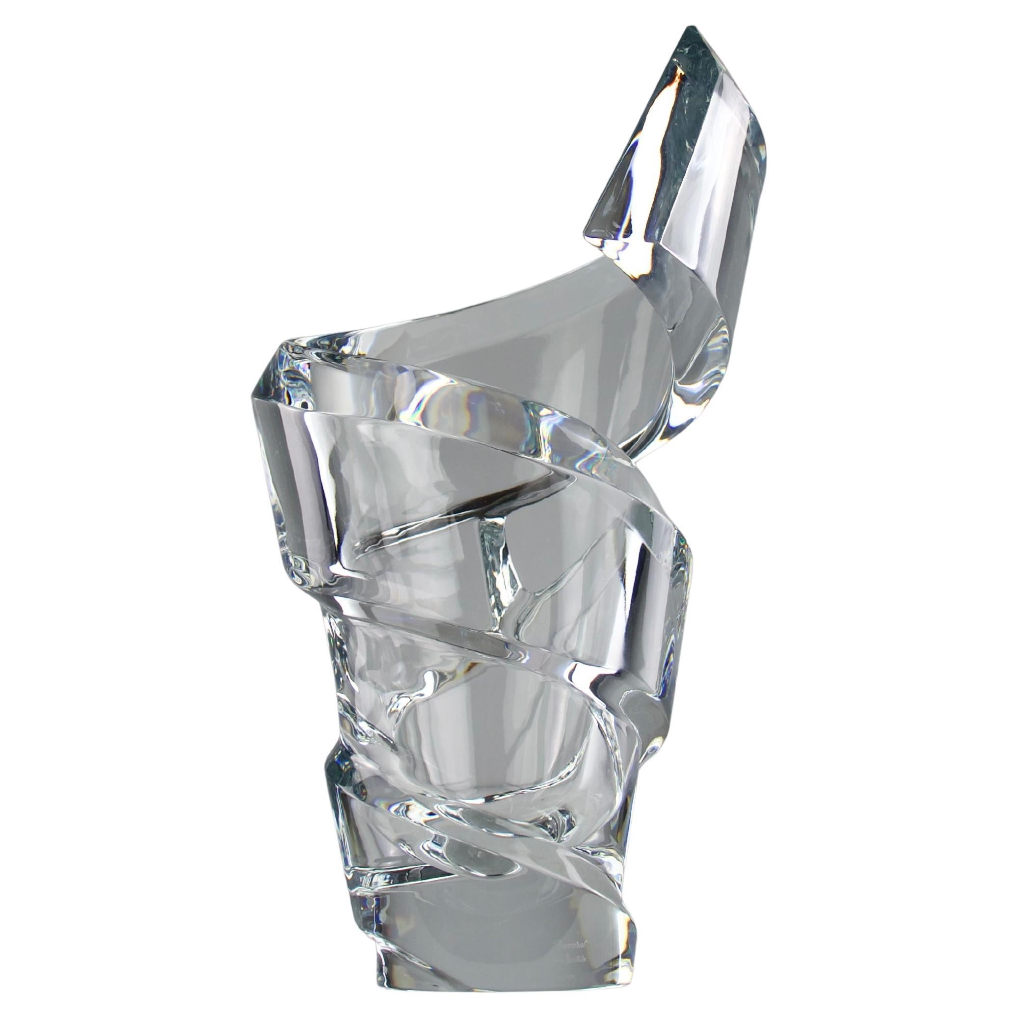 Baccarat X Thomas Bastide, XL Spiral Vase, French Crystal Masterpiece 1996 For Sale