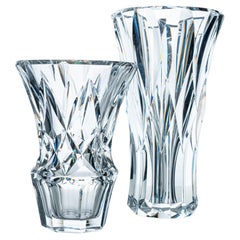 Baccarat , XL Set of Large Exquise Clear Crystal Vases, France, 1960