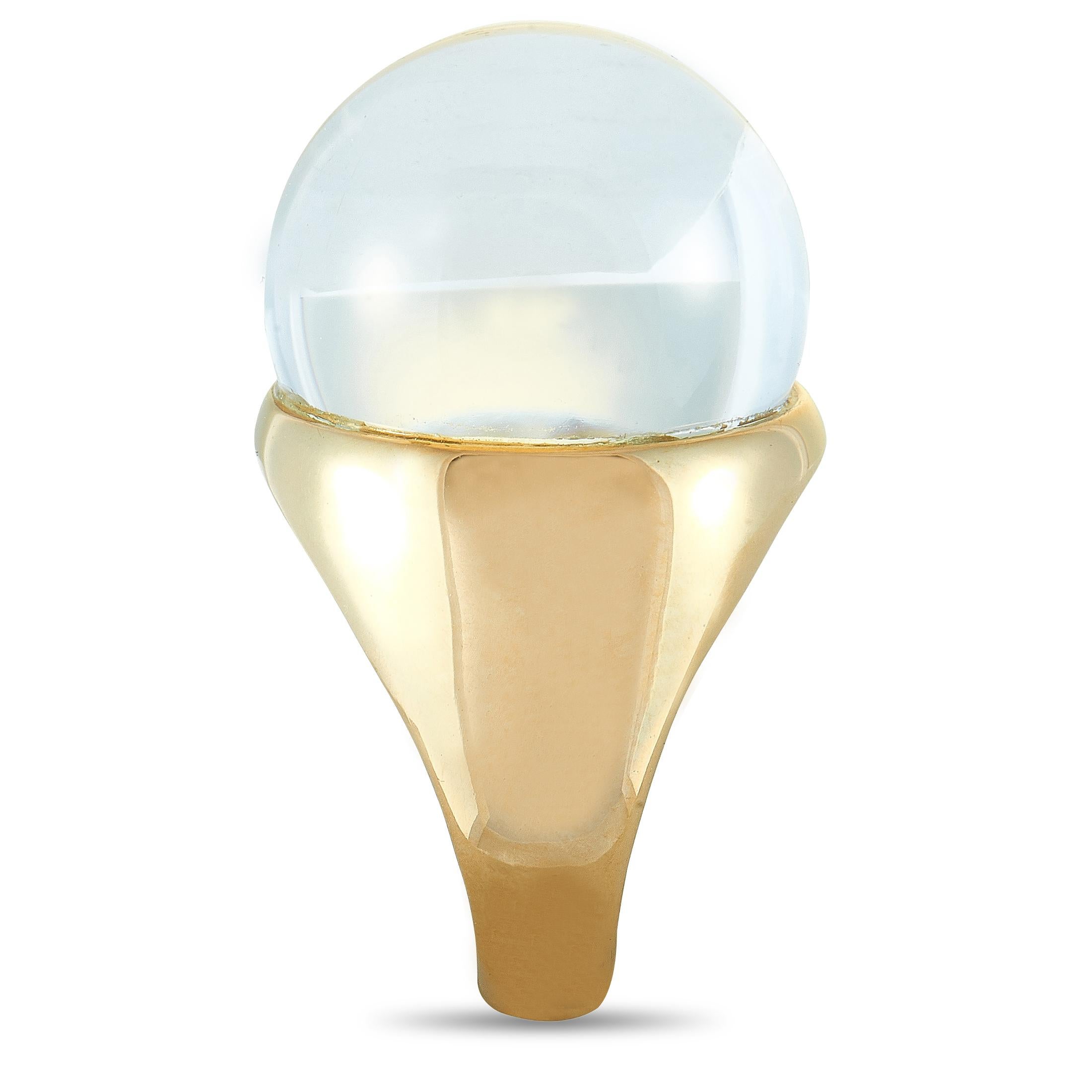 Baccarat Yellow Gold Crystal Cabochon Ring In Excellent Condition In Southampton, PA