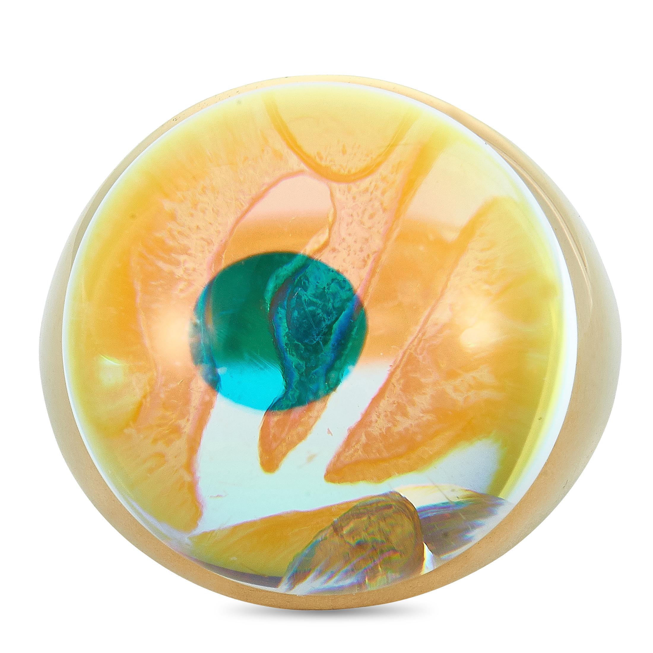 Baccarat Yellow Gold Crystal Cabochon Ring 2