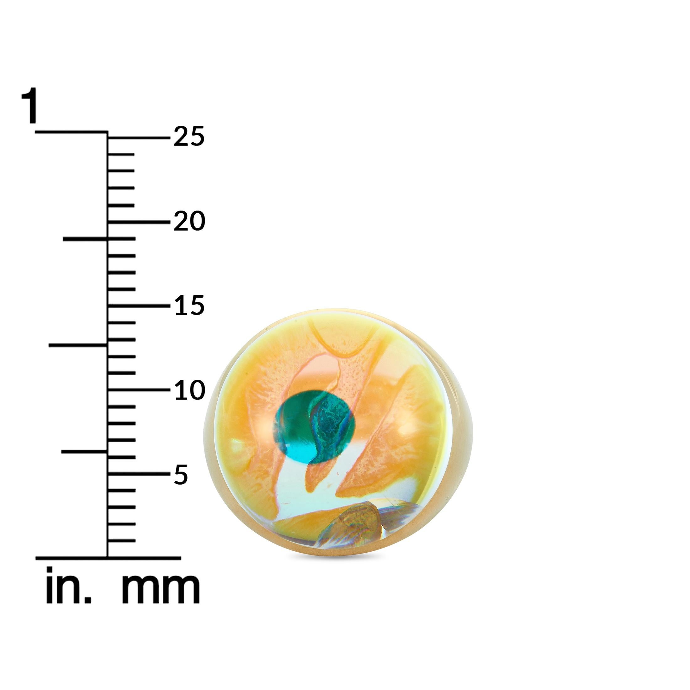 Baccarat Yellow Gold Crystal Cabochon Ring 3