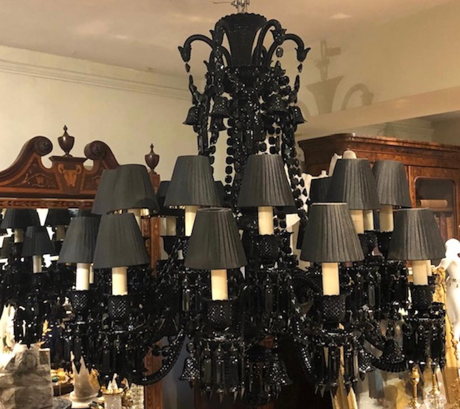 Baccarat Zenith crystal noir chandelier by Philippe Starck 24 light
A superb and stunning example of the Zenith Noir Baccarat 24 light chandelier in black crystal.

Designed by Philippe Starck, who managed to maintain the chandeliers original