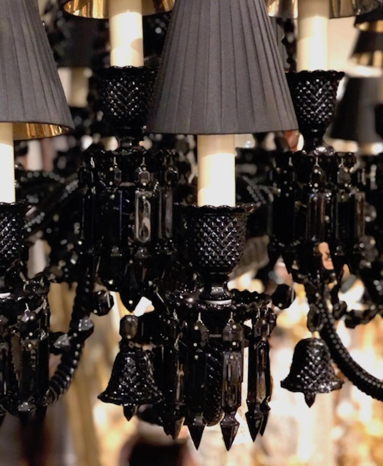 French Baccarat Zenith Crystal Noir Chandelier by Philippe Starck 24 Light