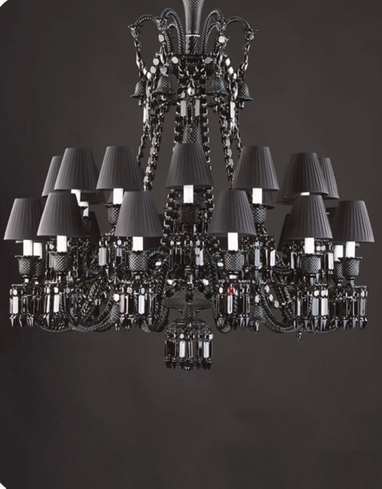 It was the genius of Philippe Starck to design the traditional Zenith Baccarat chandelier in black crystal. The black crystal is very difficult to produce and only an antique and fine factory as Baccarat one can produce it. It's a prestige piece and