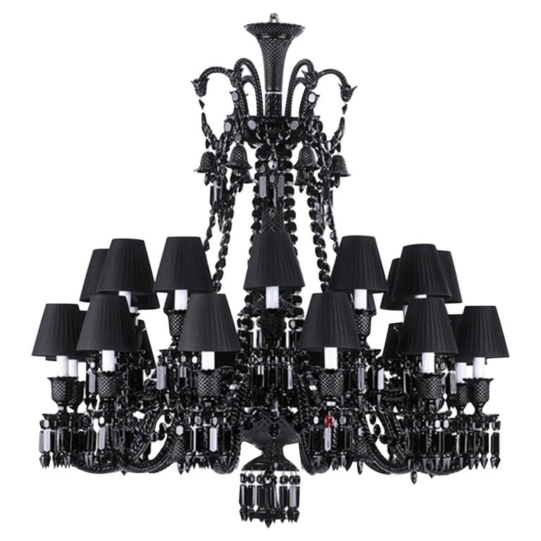 Baccarat Zenith Crystal Noir Chandelier by Philippe Starck 24L For Sale