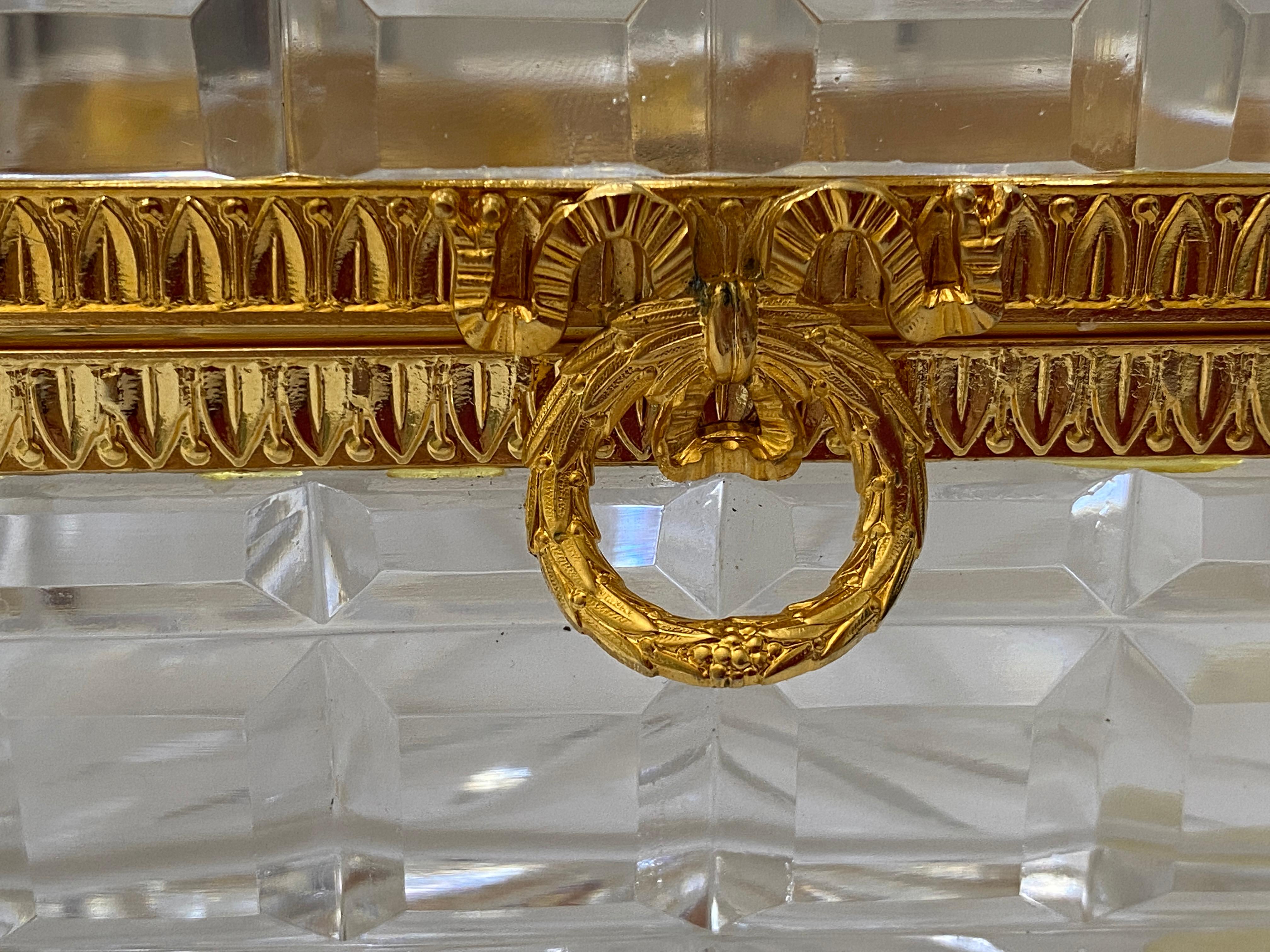Gold Plate Baccart Style Crystal Storage Box