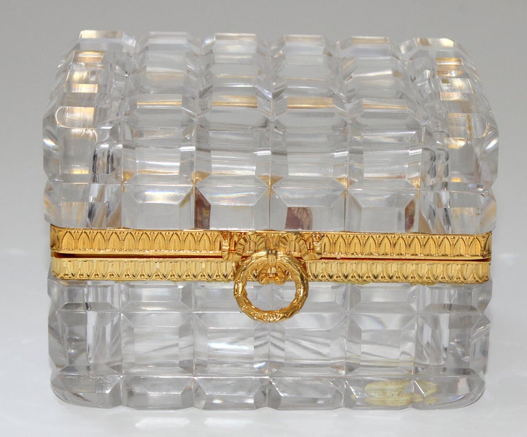 Louis XV Baccart Style Crystal Storage Box For Sale